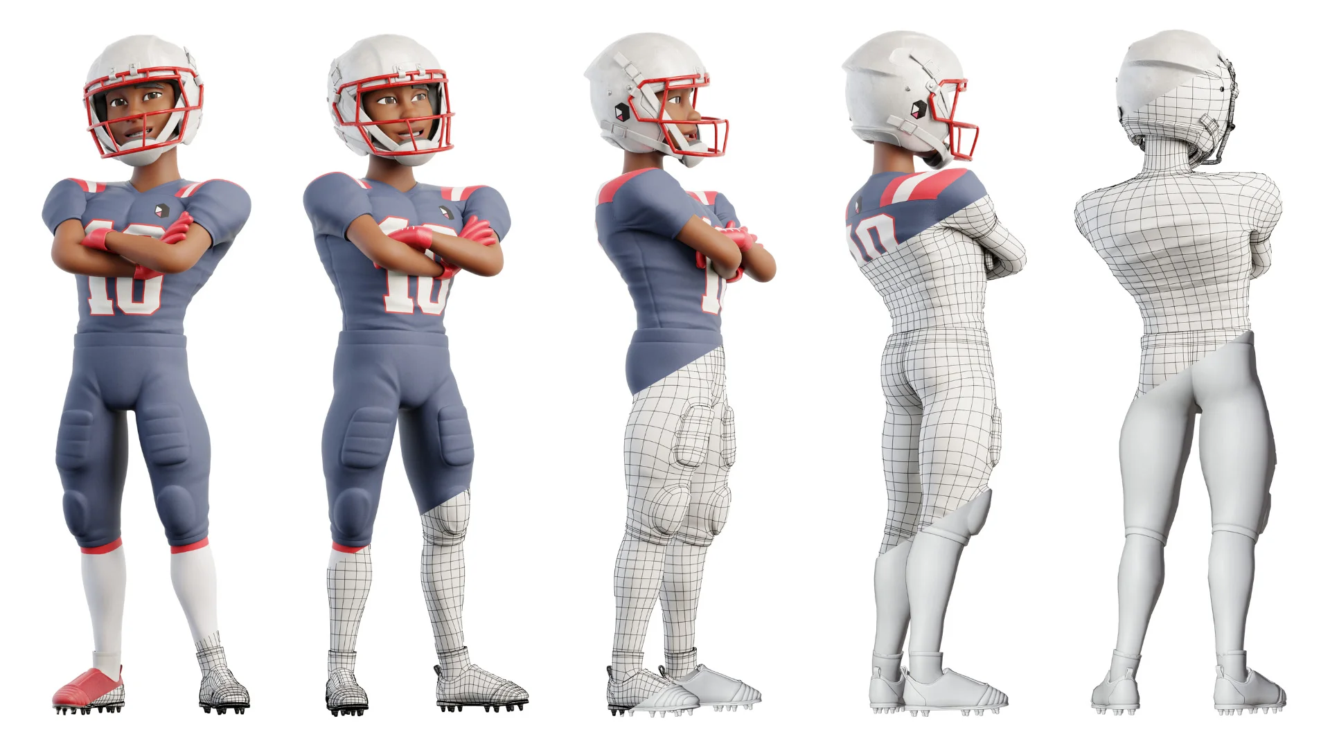 Cartoon NFL Sport Player 3D model showcase
