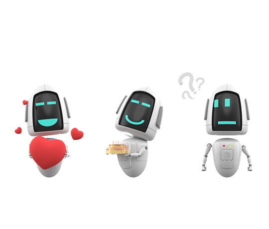 Cartoon robot in various poses
