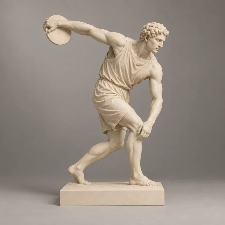 Discus Thrower Statue, clay-style reference preview