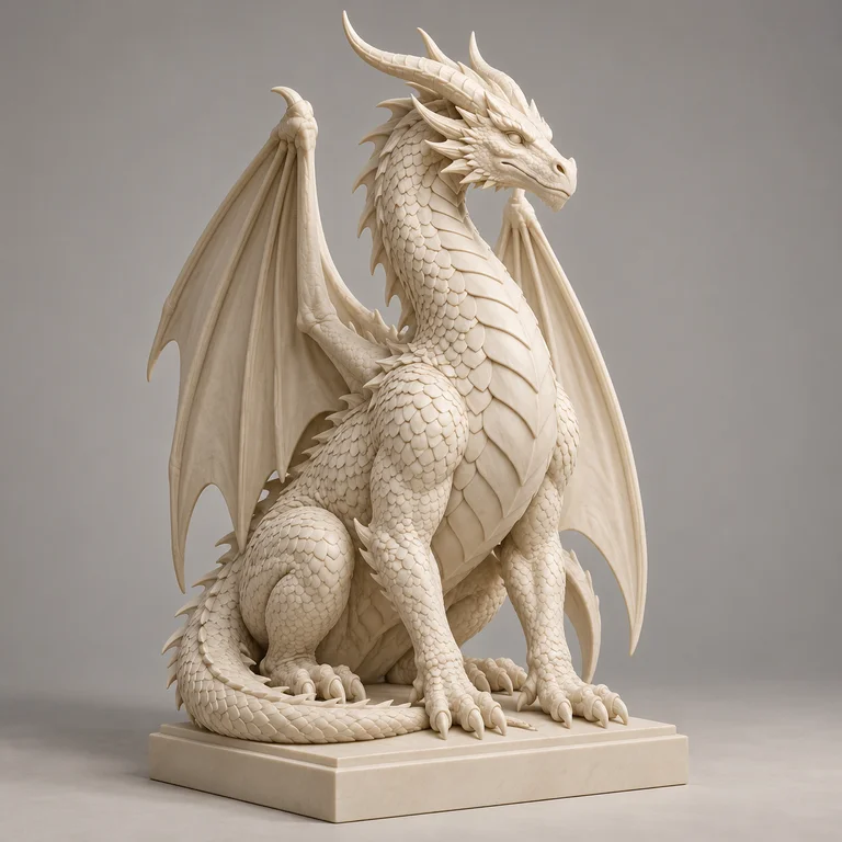 Dragon Statue, clay-style reference preview