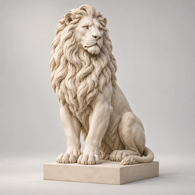 Guardian Lion Statue, clay-style reference preview