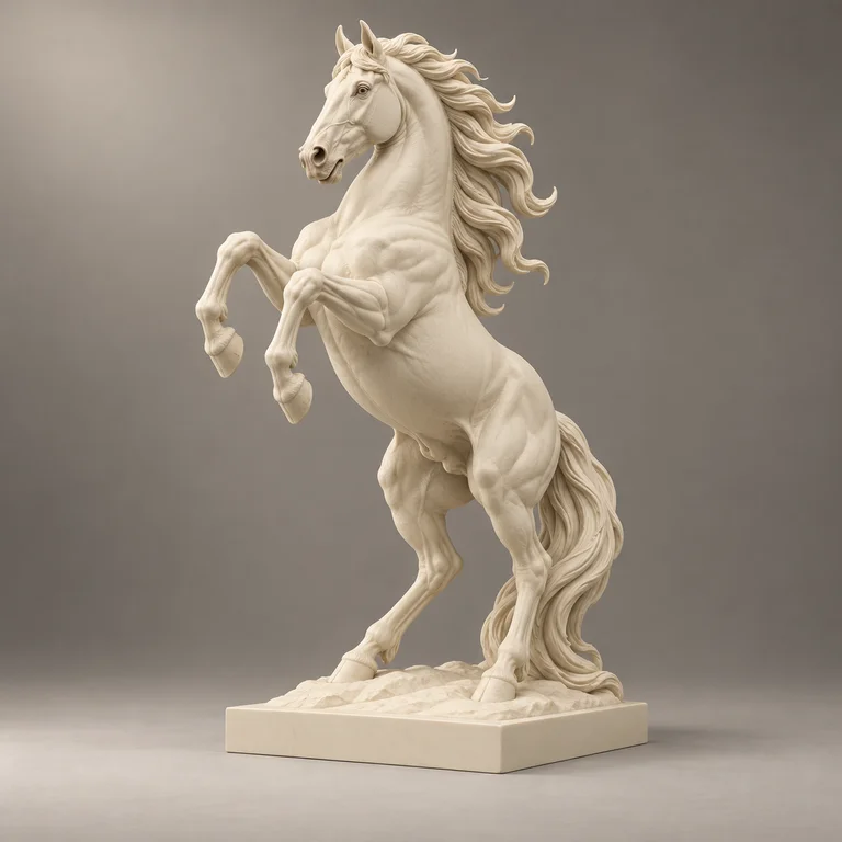 Rearing Horse Statue, clay-style reference preview