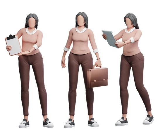 Cartoon 3D character in various poses