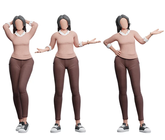 Cartoon 3D character in various poses