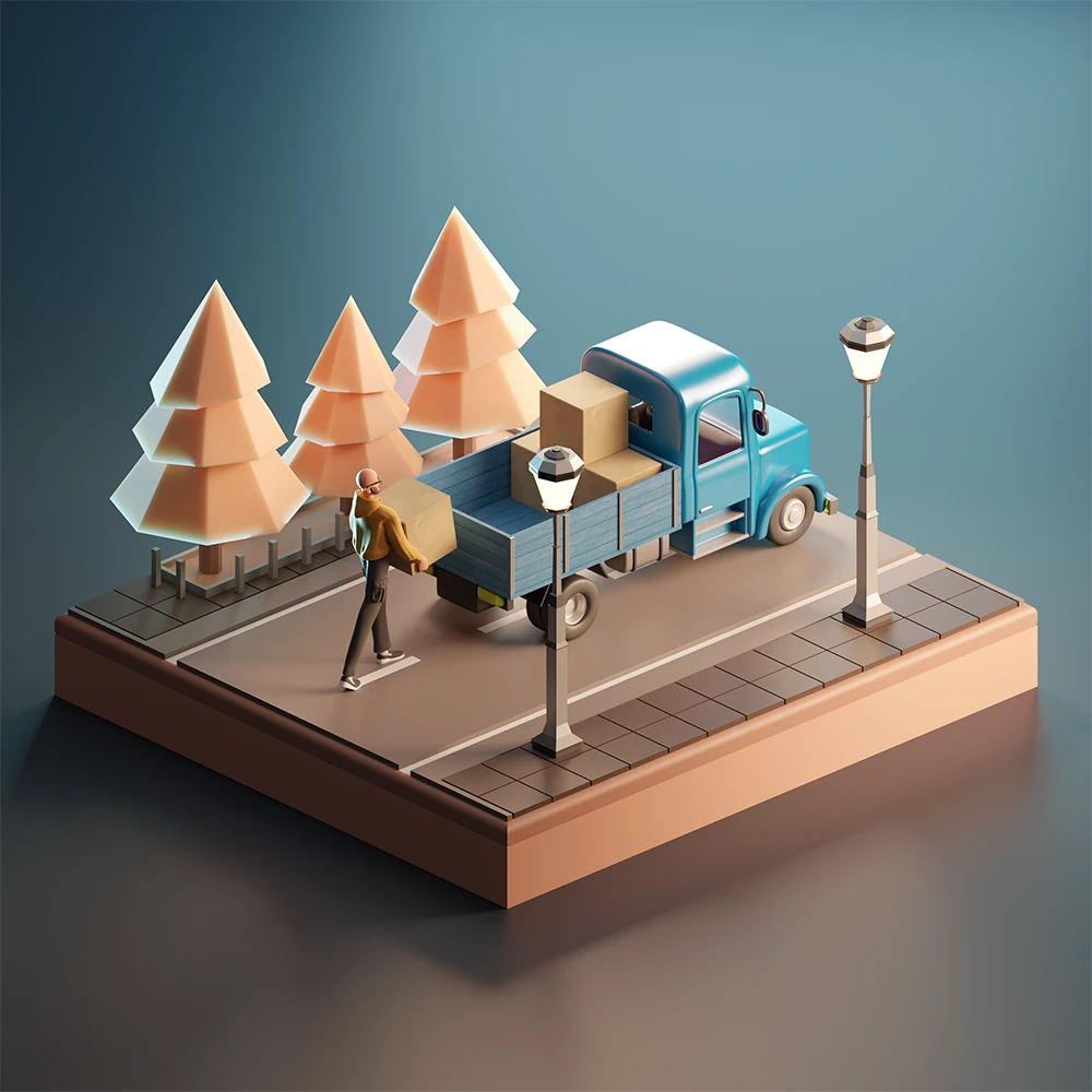 Image for 3D delivery app with 3D cartoon characters