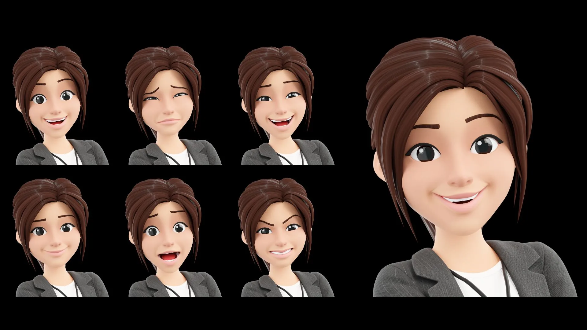 Business Casual Woman custom facial expression sheet