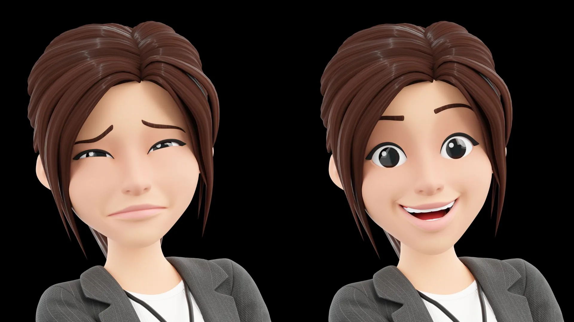 Business Casual Woman facial expression sheet 3