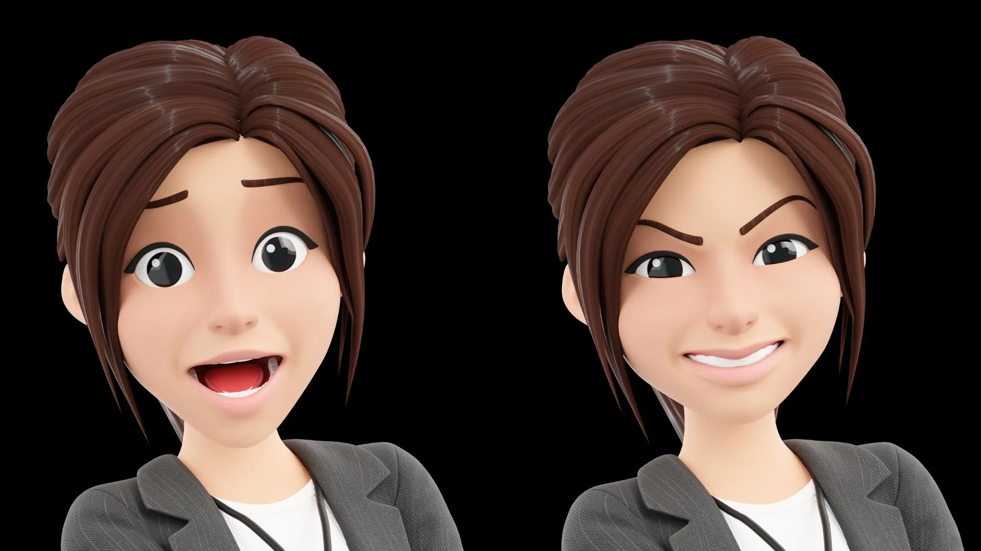Business Casual Woman facial expression sheet 4