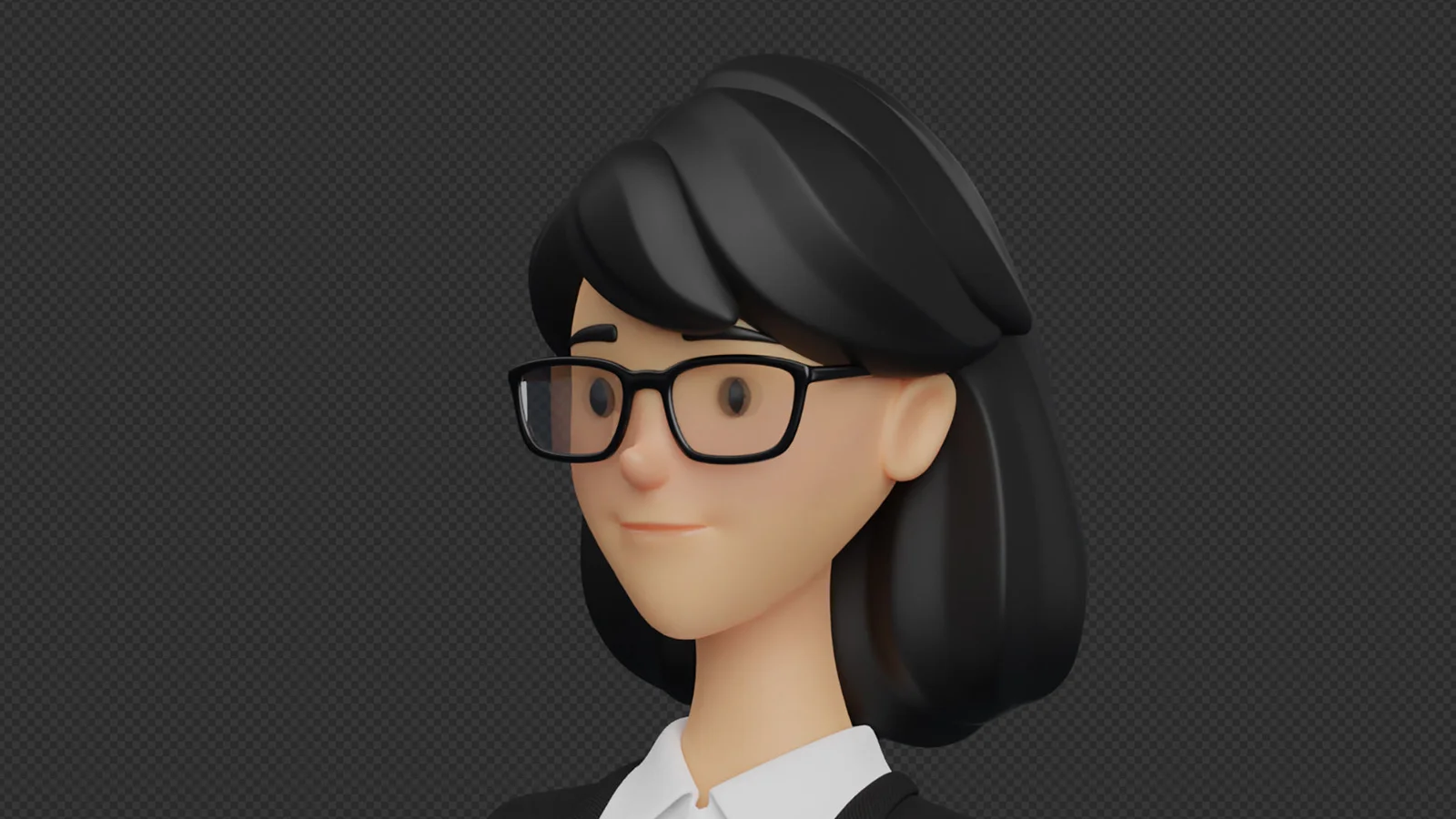 Office Secretary Woman : détails du visage, des lunettes et du carré