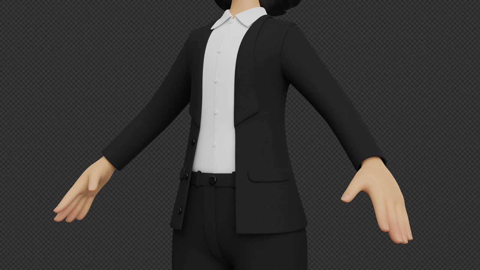 Office Secretary Woman : matériaux de la veste, de la chemise, des mains et du pantalon