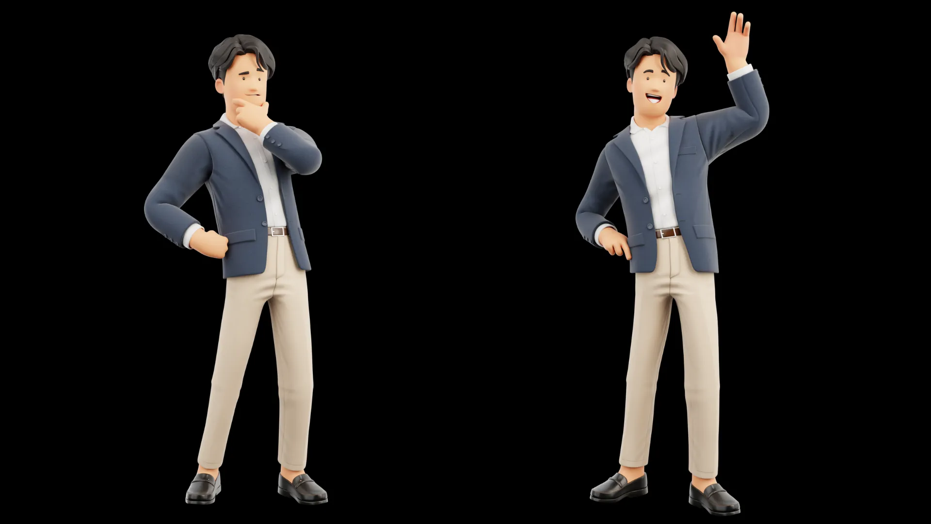 Cartoon Business Casual closeup showing blazer and facial detail