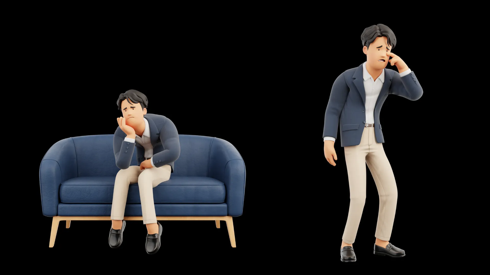 Cartoon Business Casual expressive closeup render
