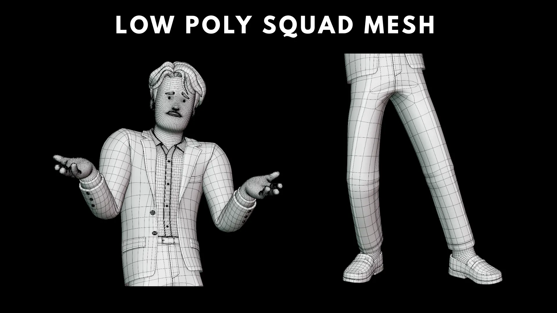Cartoon Business Casual low-poly quad mesh