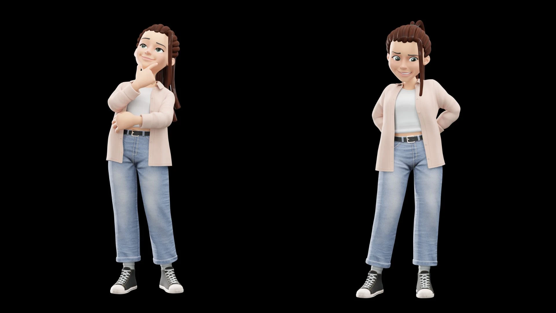 Cartoon Female Casual Streetwear closeup render 2