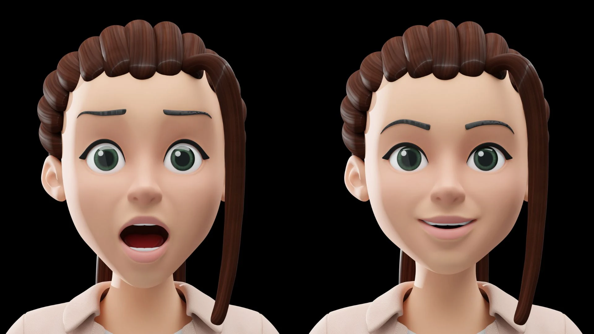 Cartoon Female Casual Streetwear prepared facial expressions sheet 2