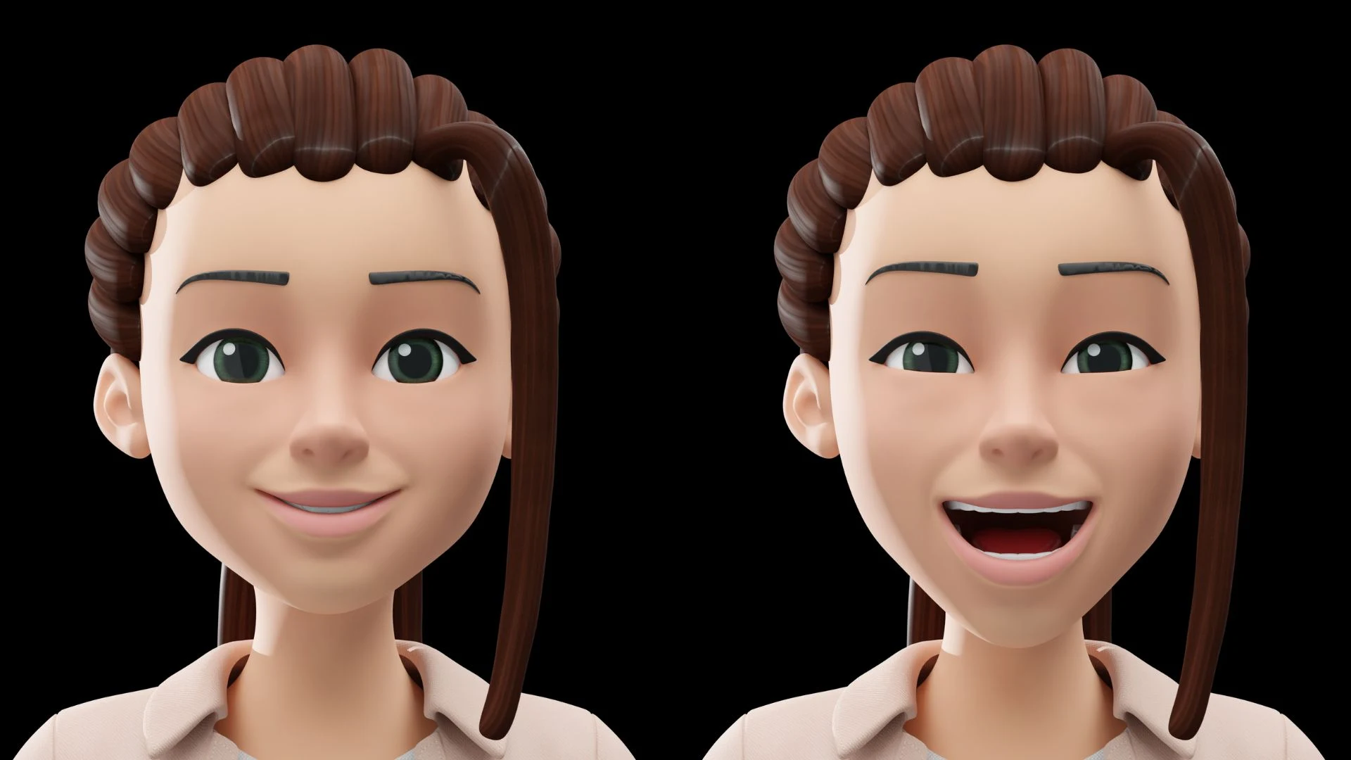 Cartoon Female Casual Streetwear prepared facial expressions sheet 4