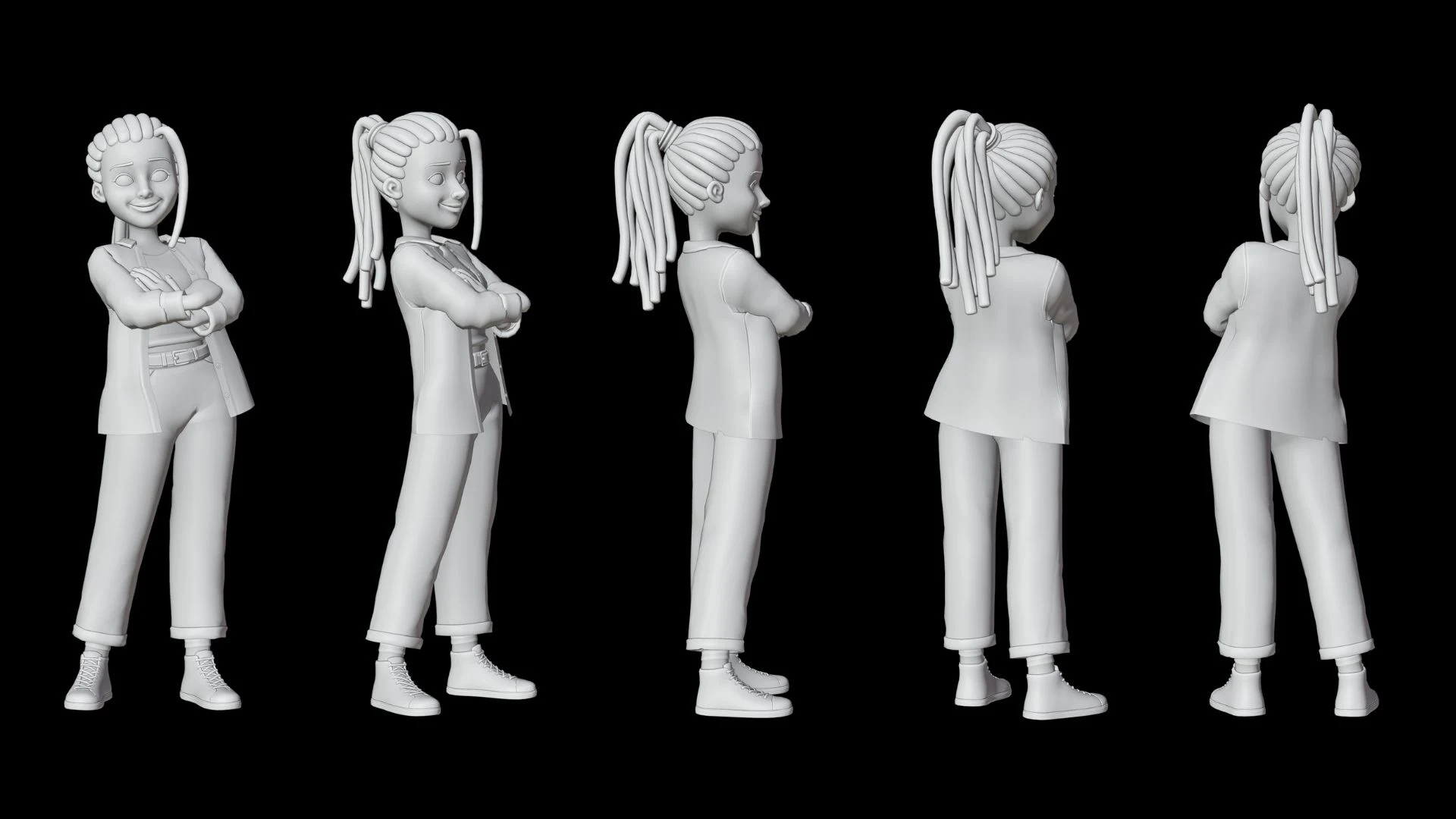 Cartoon Female Casual Streetwear grey material preview