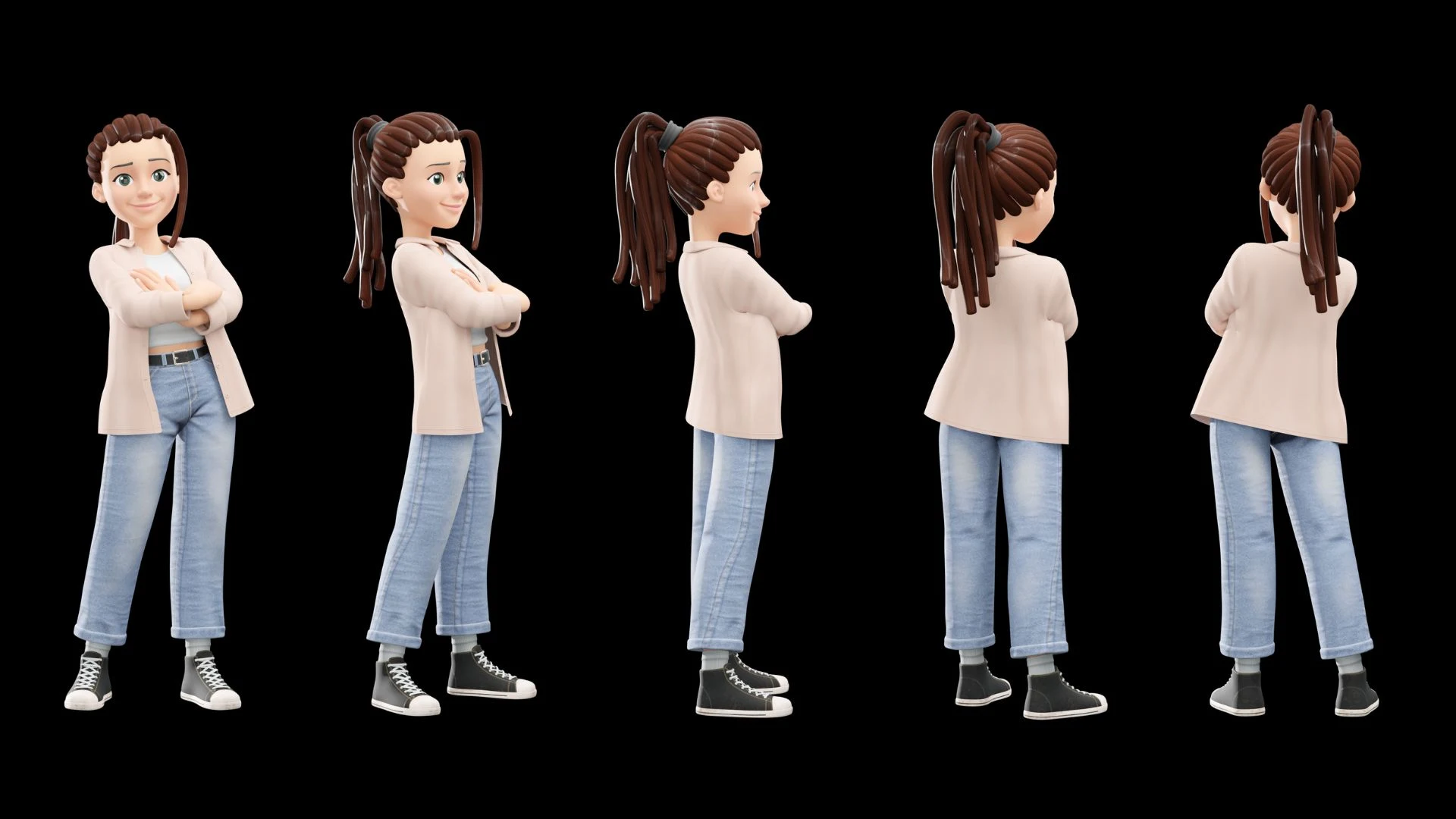 Cartoon Female Casual Streetwear polished final render