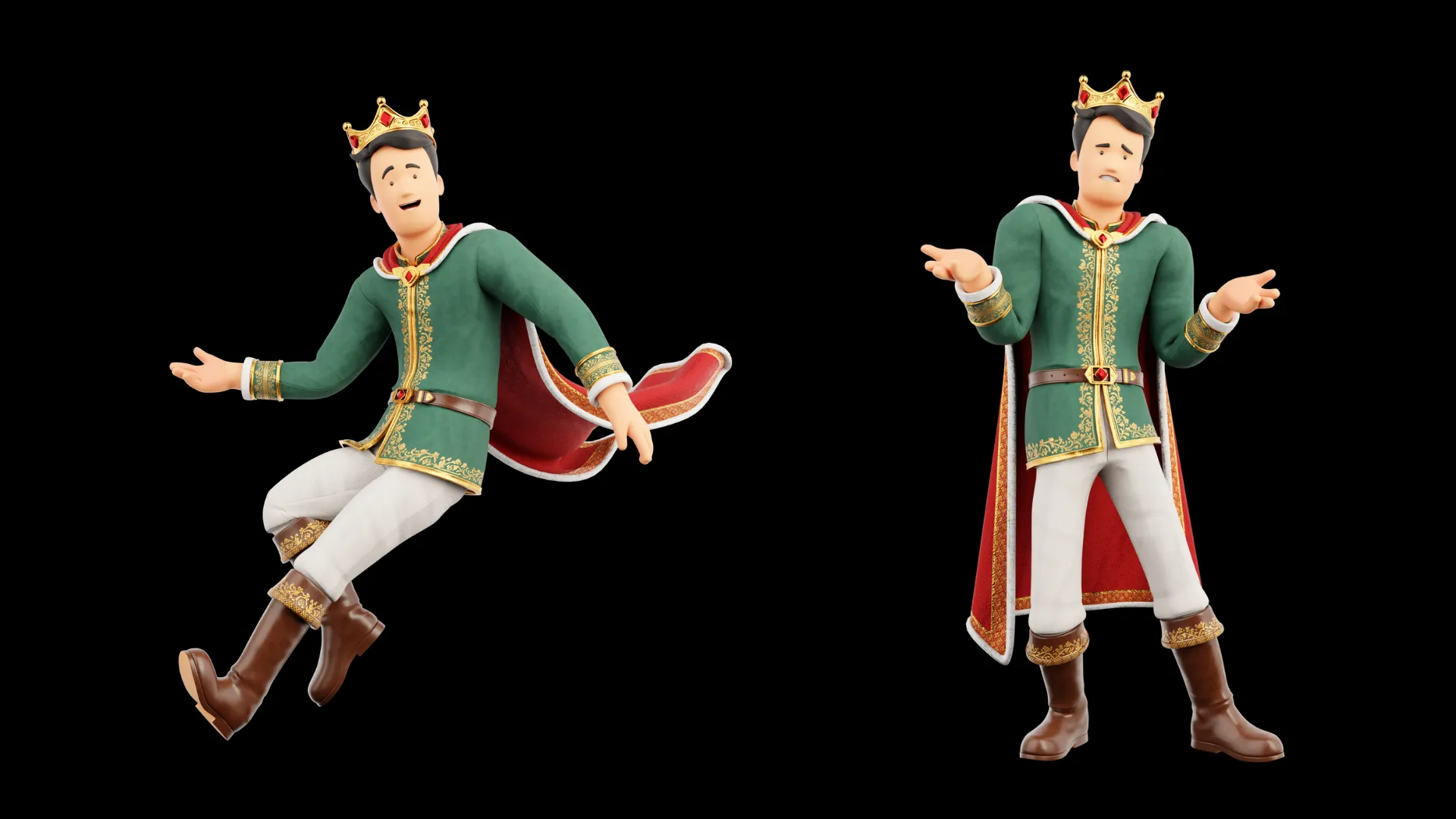 Cartoon King closeup render with royal character expression