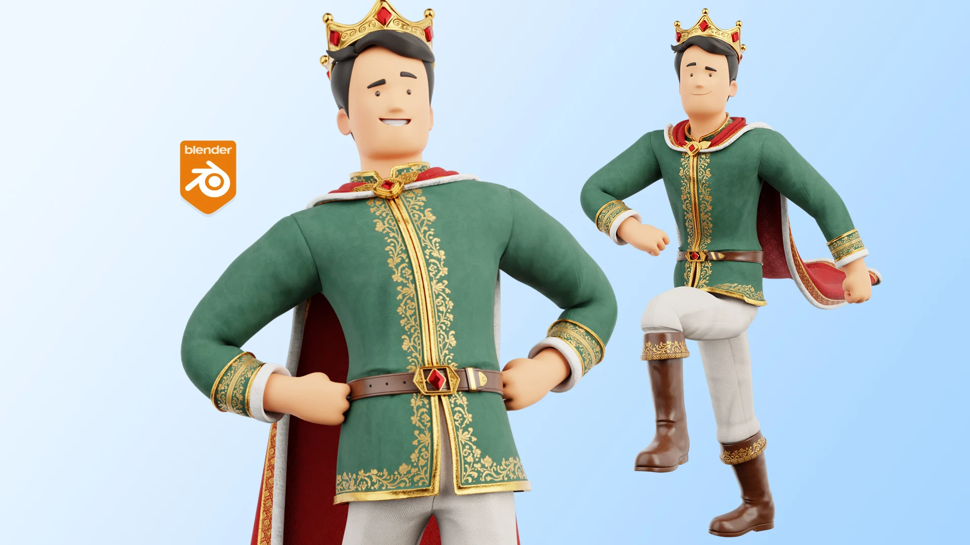 Cartoon King royal Blender 3D model preview