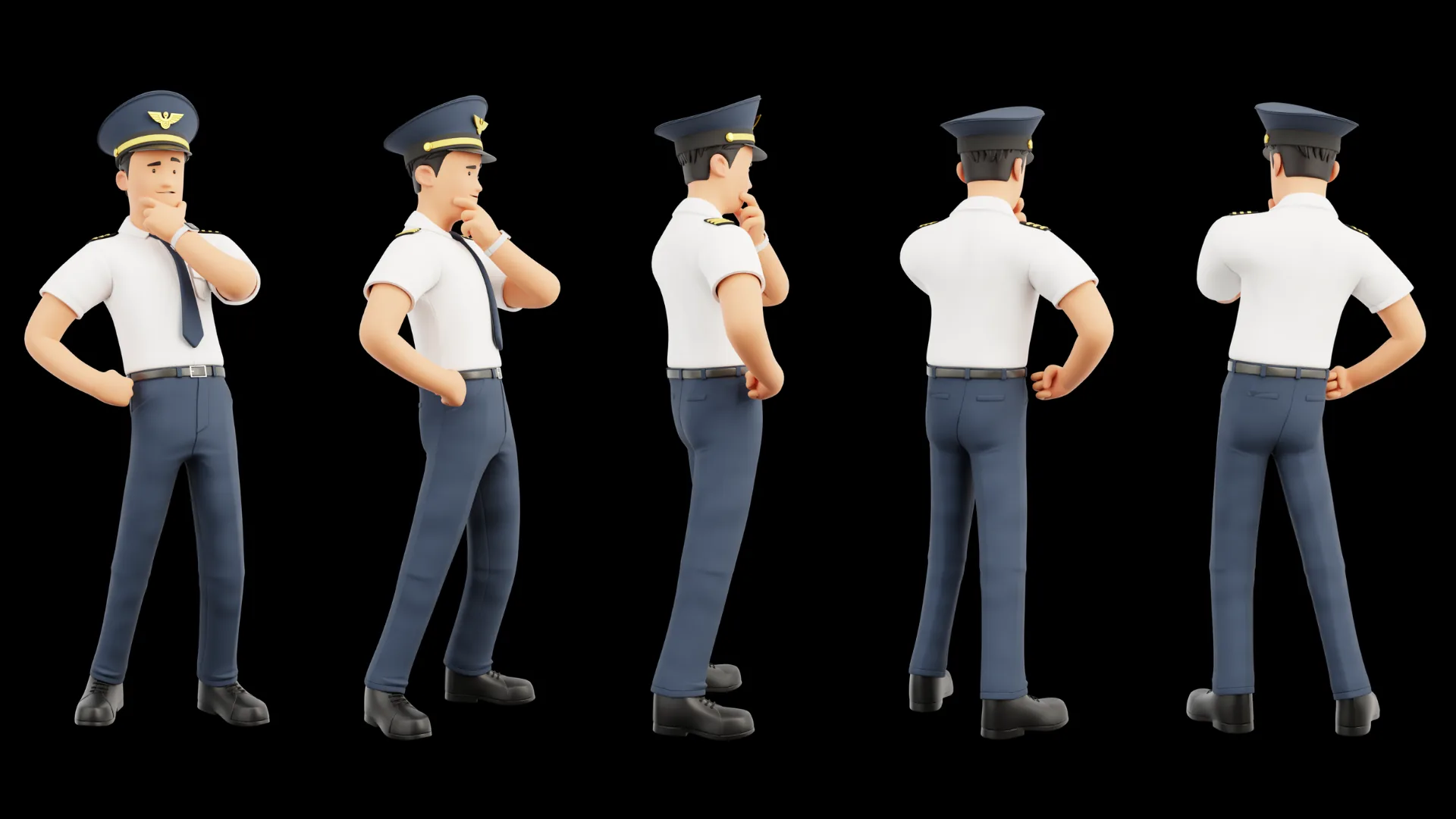 Cartoon Pilot rendered 3D character preview