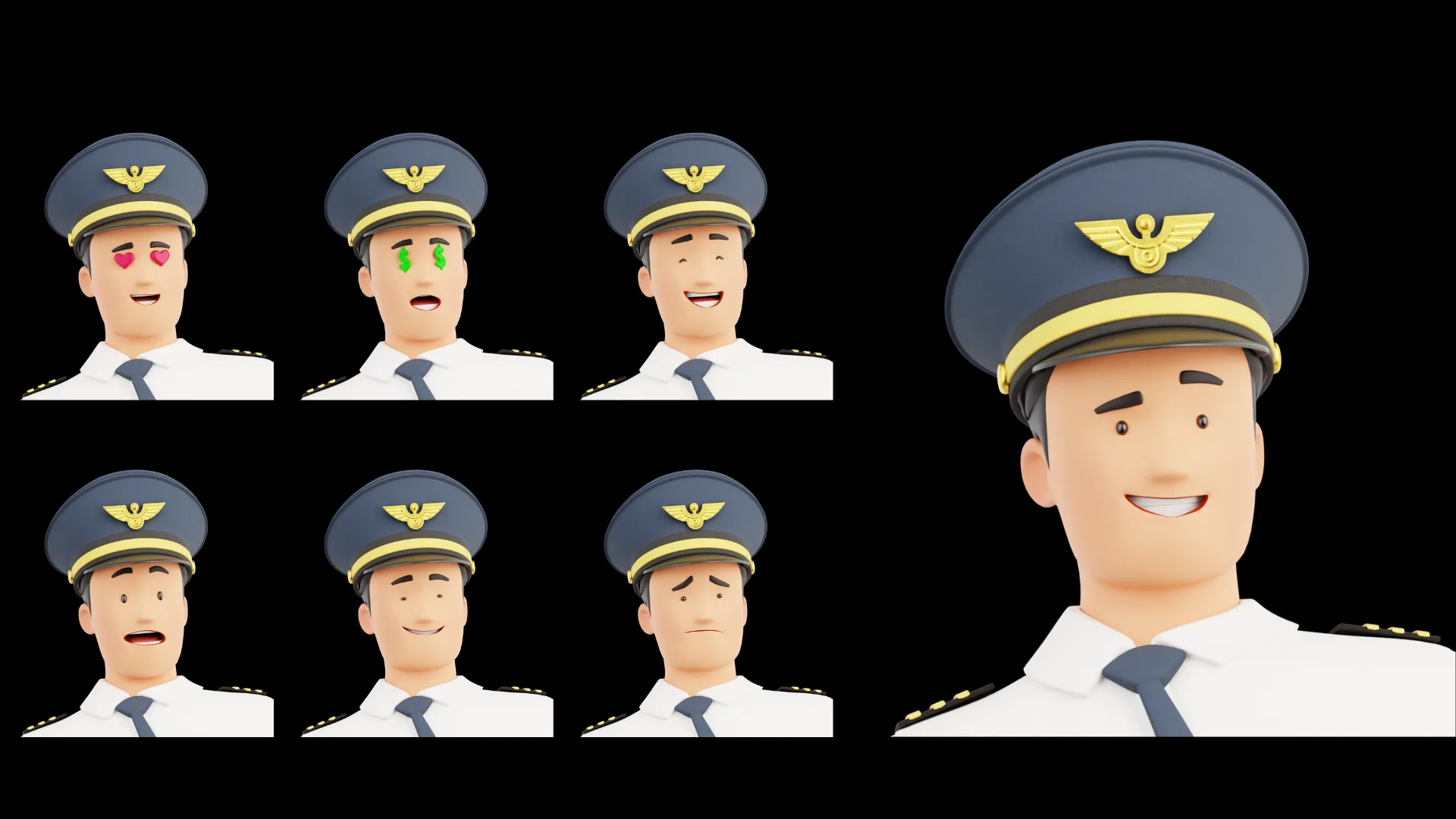 Cartoon Pilot facial expression 1