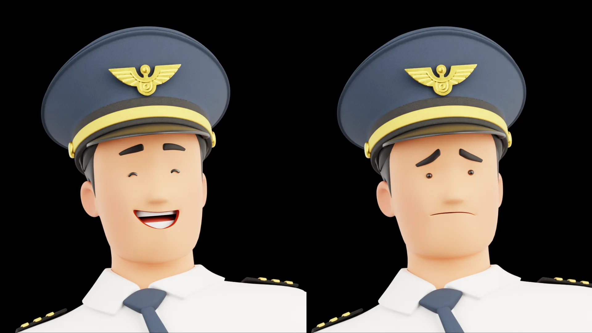Cartoon Pilot facial expression 3