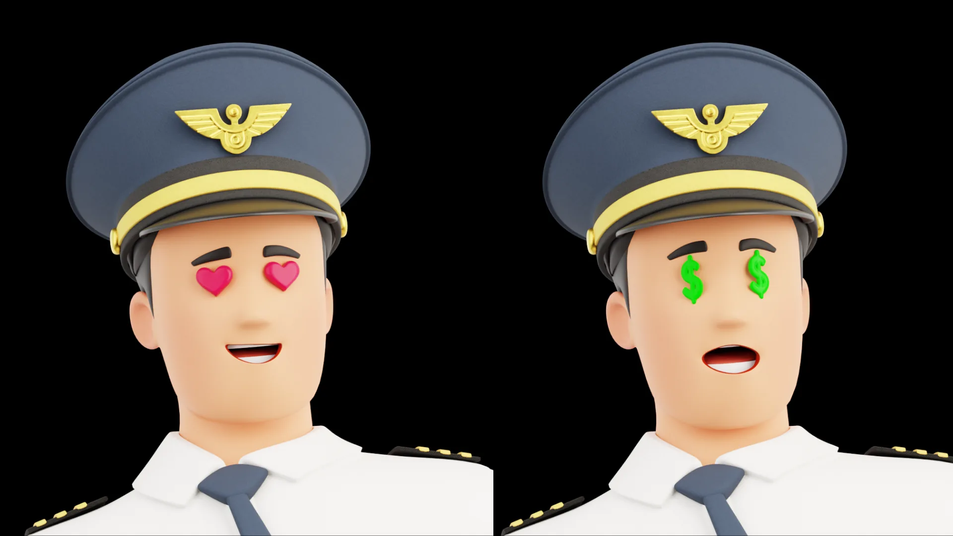 Cartoon Pilot facial expression 4
