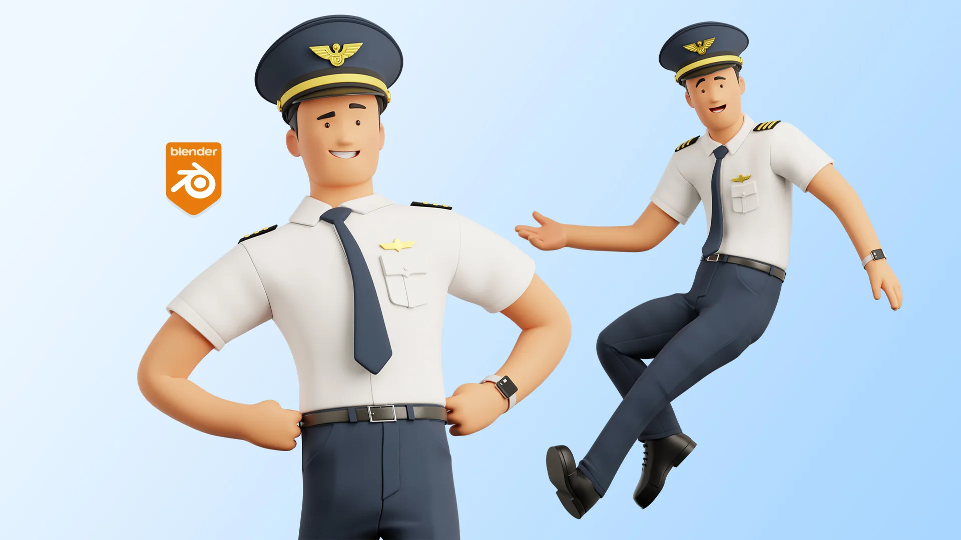 Cartoon Pilot first Blender 3D model preview