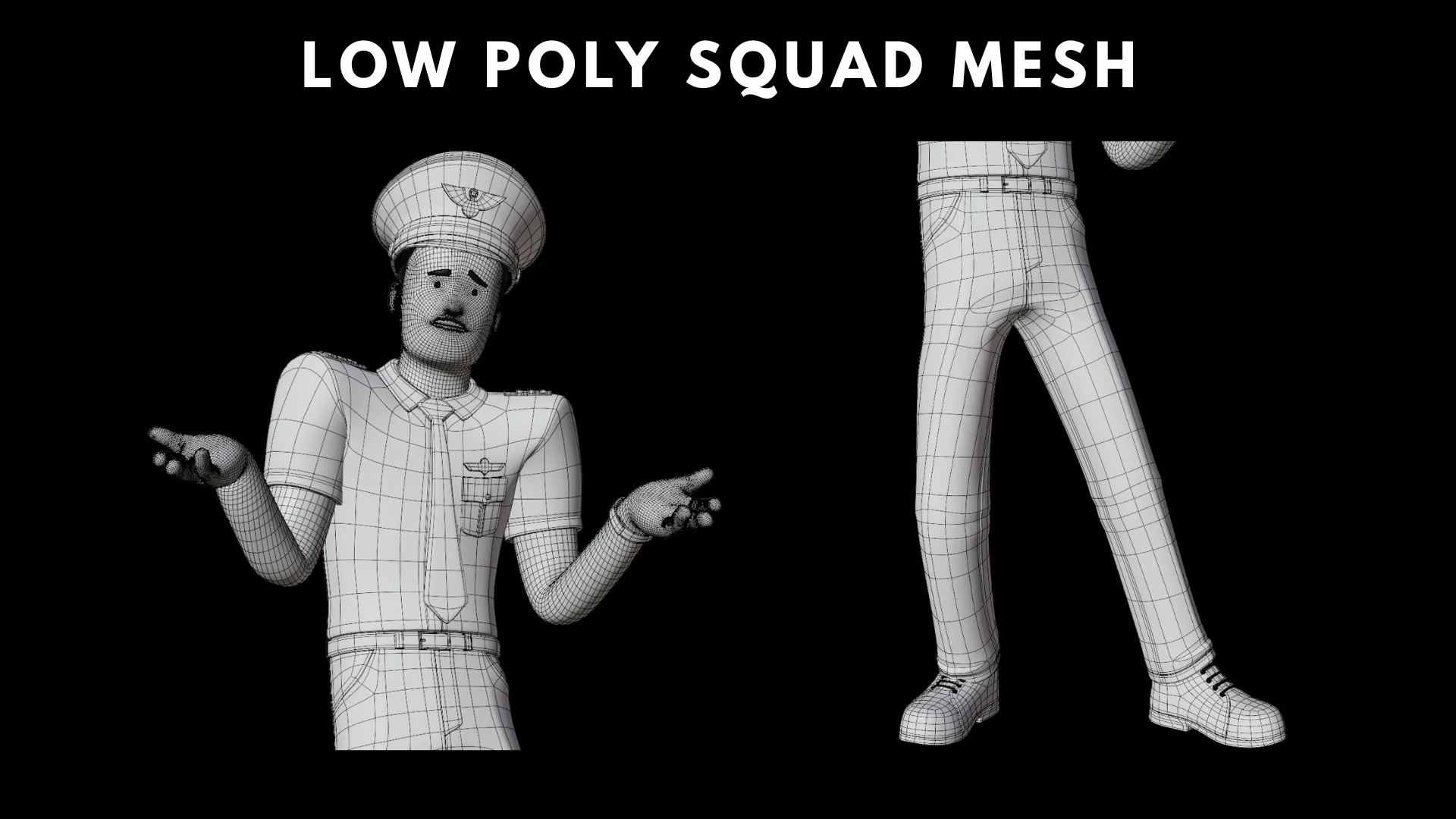 Cartoon Pilot low-poly mesh preview