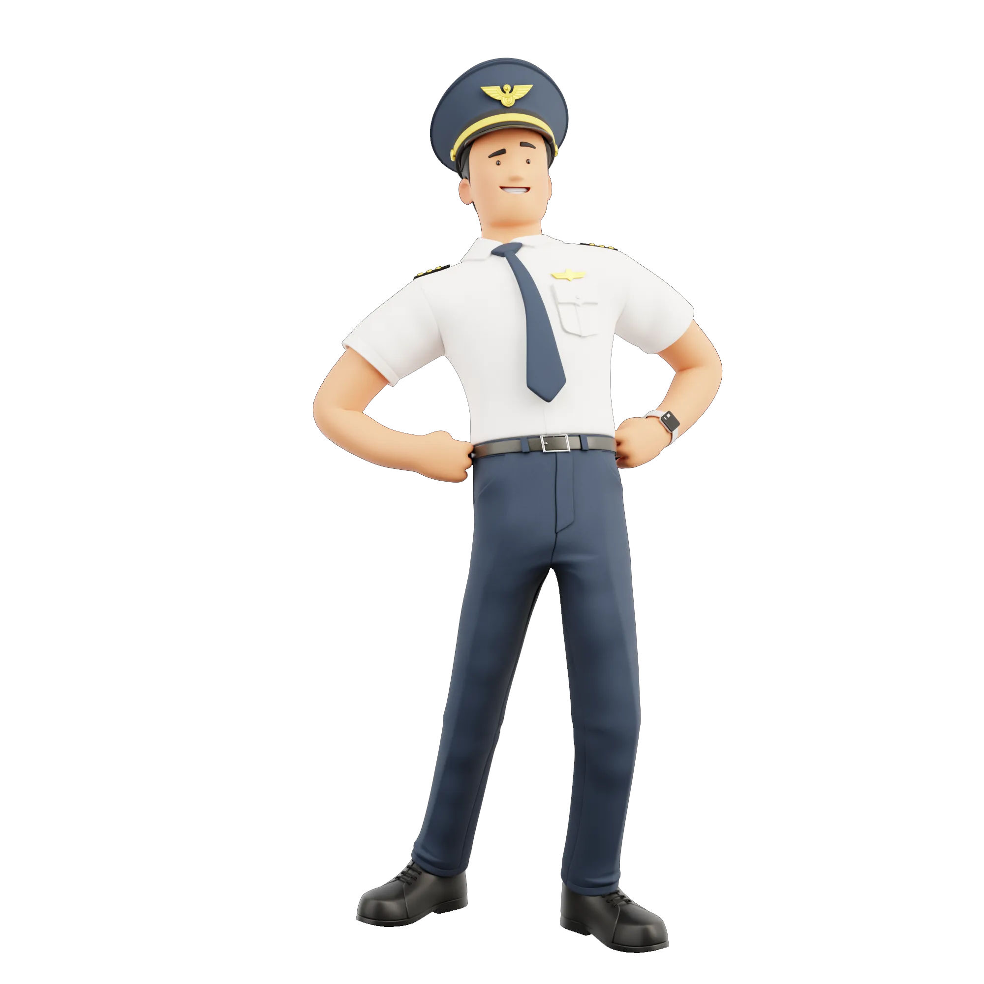 Cartoon Pilot 3D model pose 3