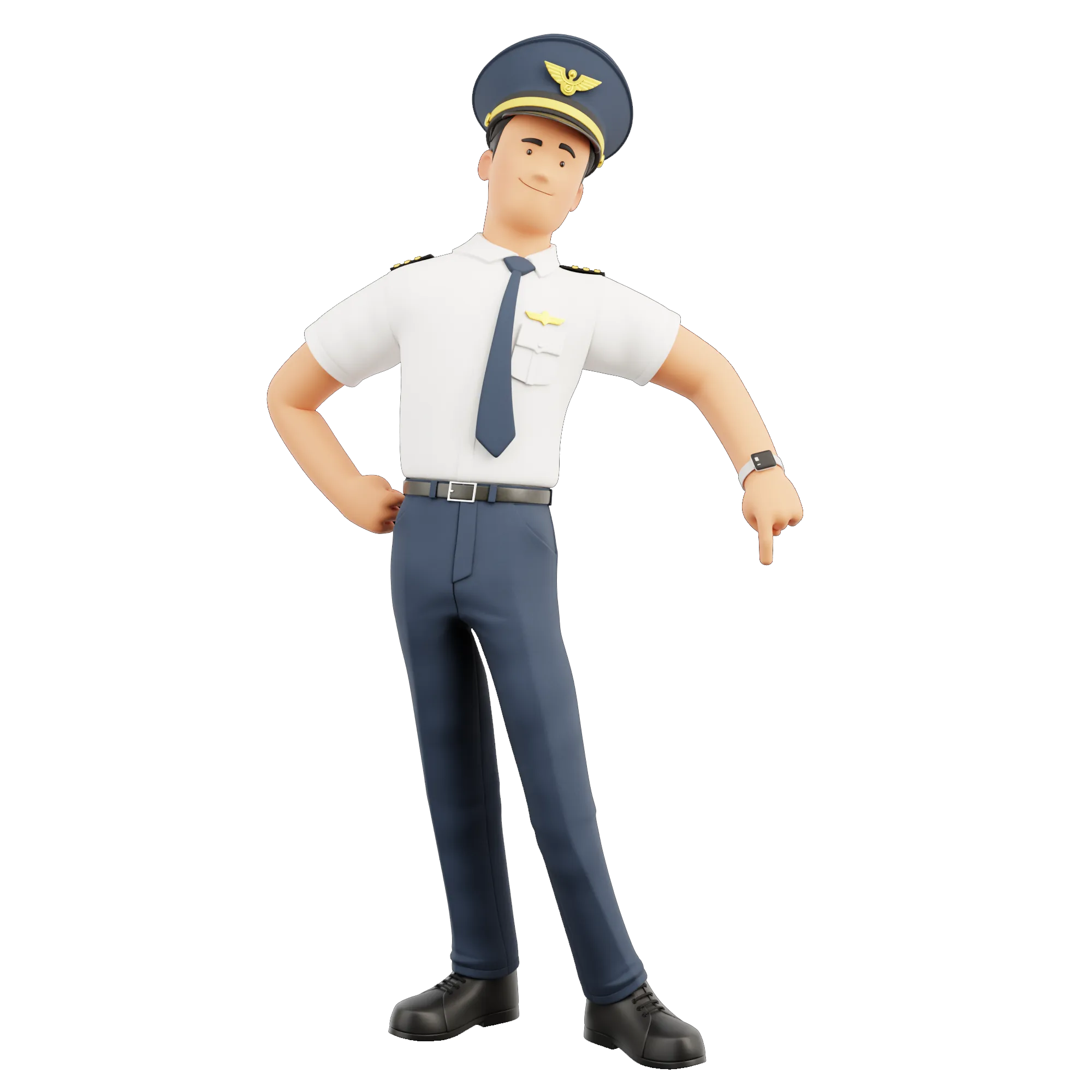 Cartoon Pilot 3D model pose 4