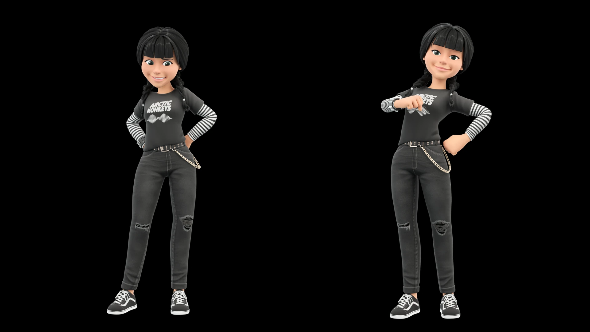 Cartoon Rocker Teen confident full-body character pose