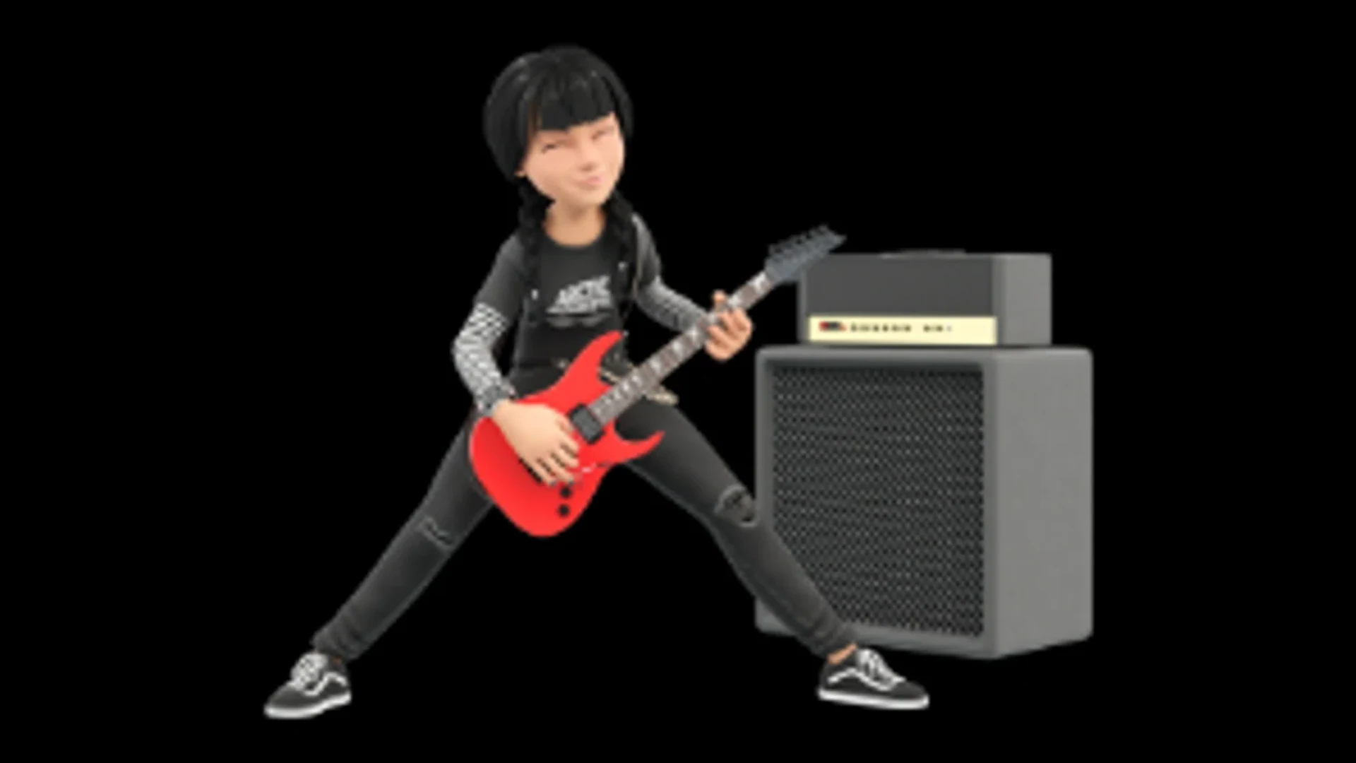 Cartoon Rocker Teen energetic electric guitar pose