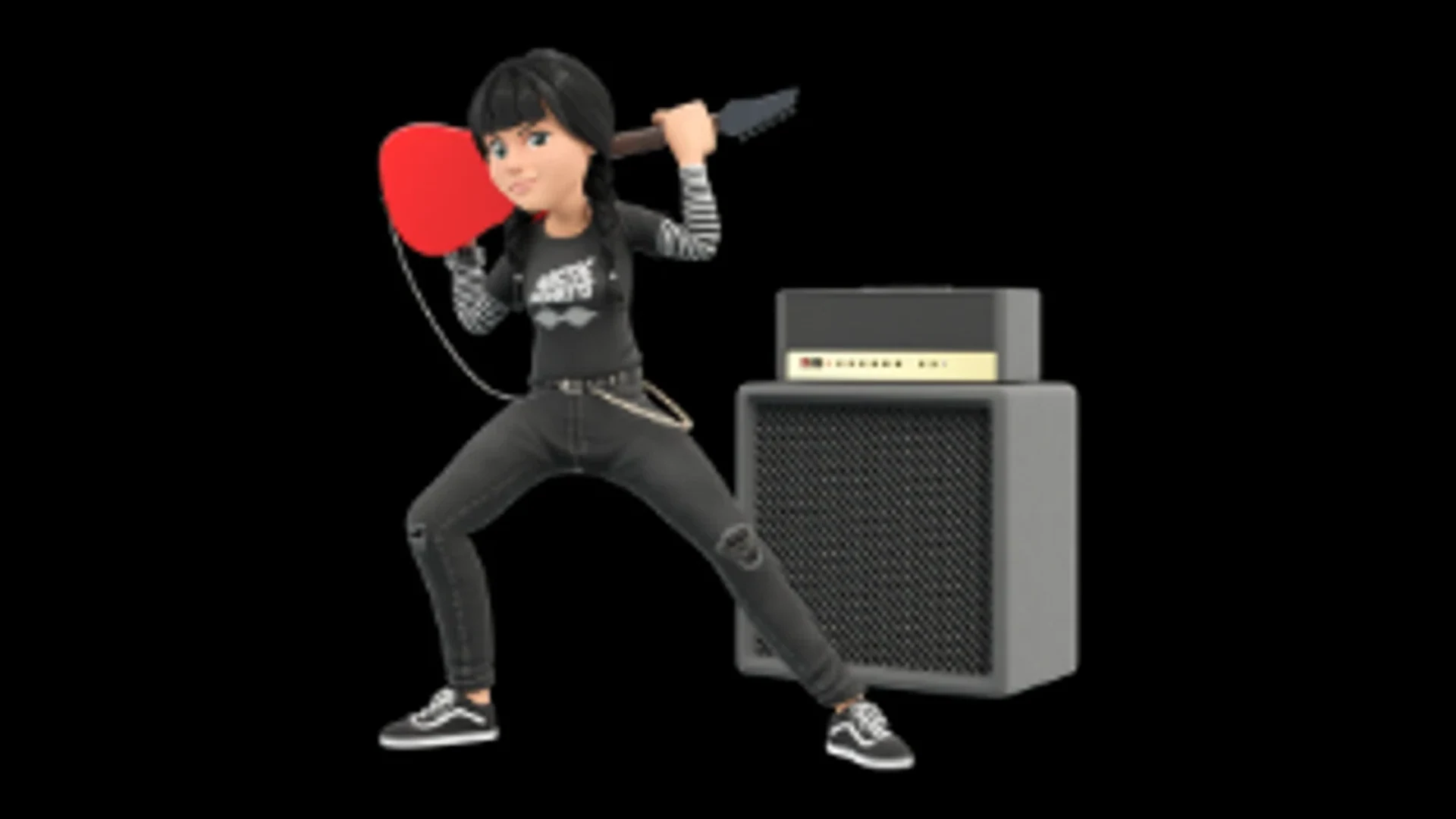 Cartoon Rocker Teen performance pose with guitar and amplifier