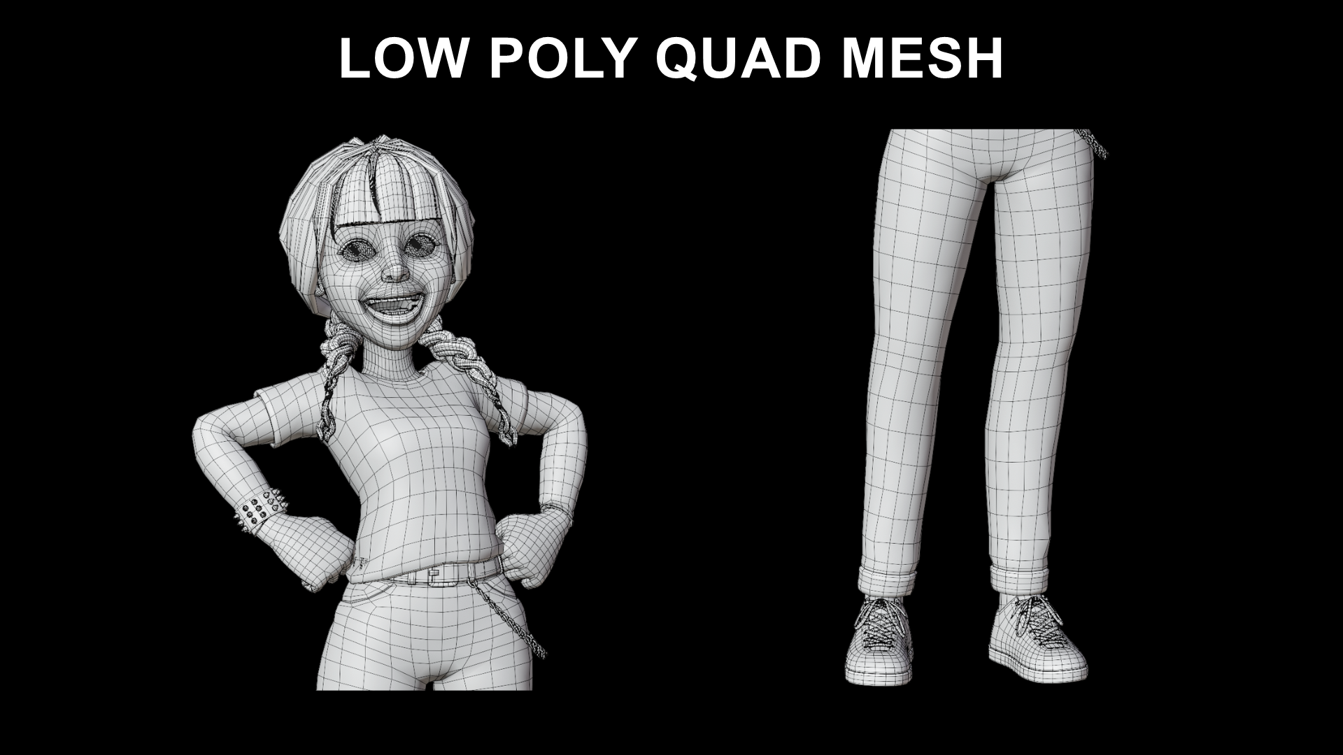 Maillage en quads de Cartoon Rocker Teen prêt pour la subdivision au niveau de subdivision 0