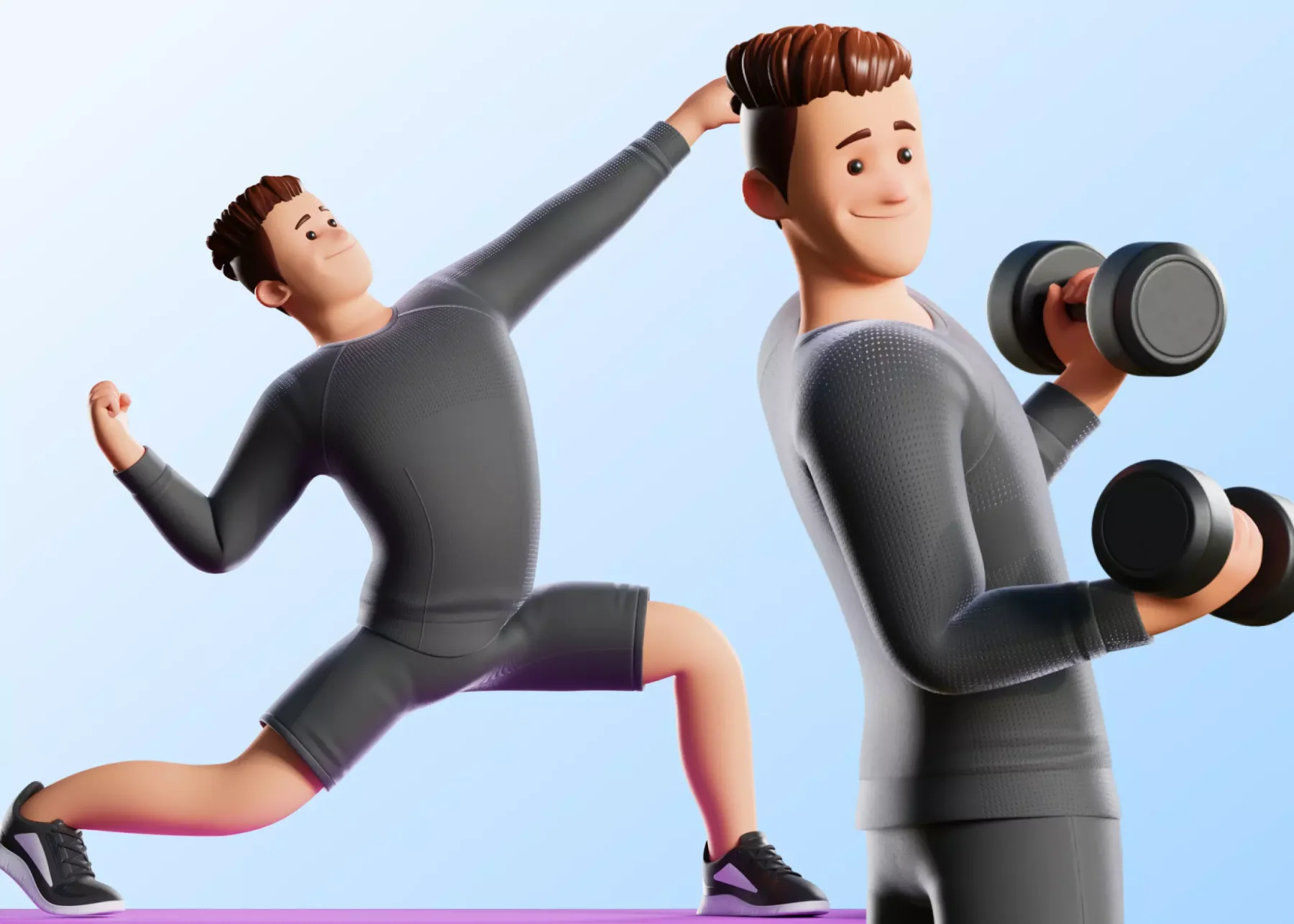 Cartoon Sports Gym Fitness Man