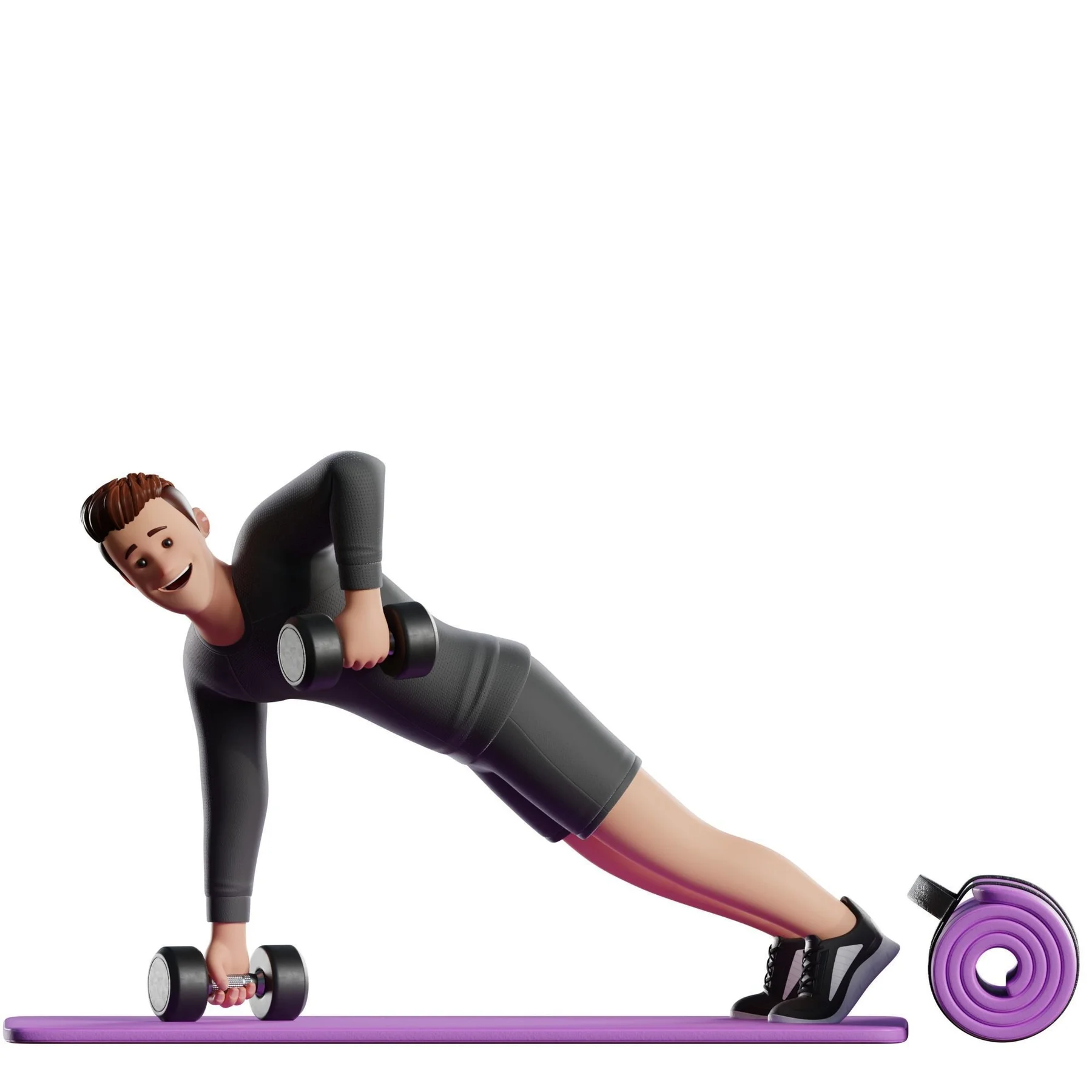 Fitness Man pose preview dumbbell row in side plank