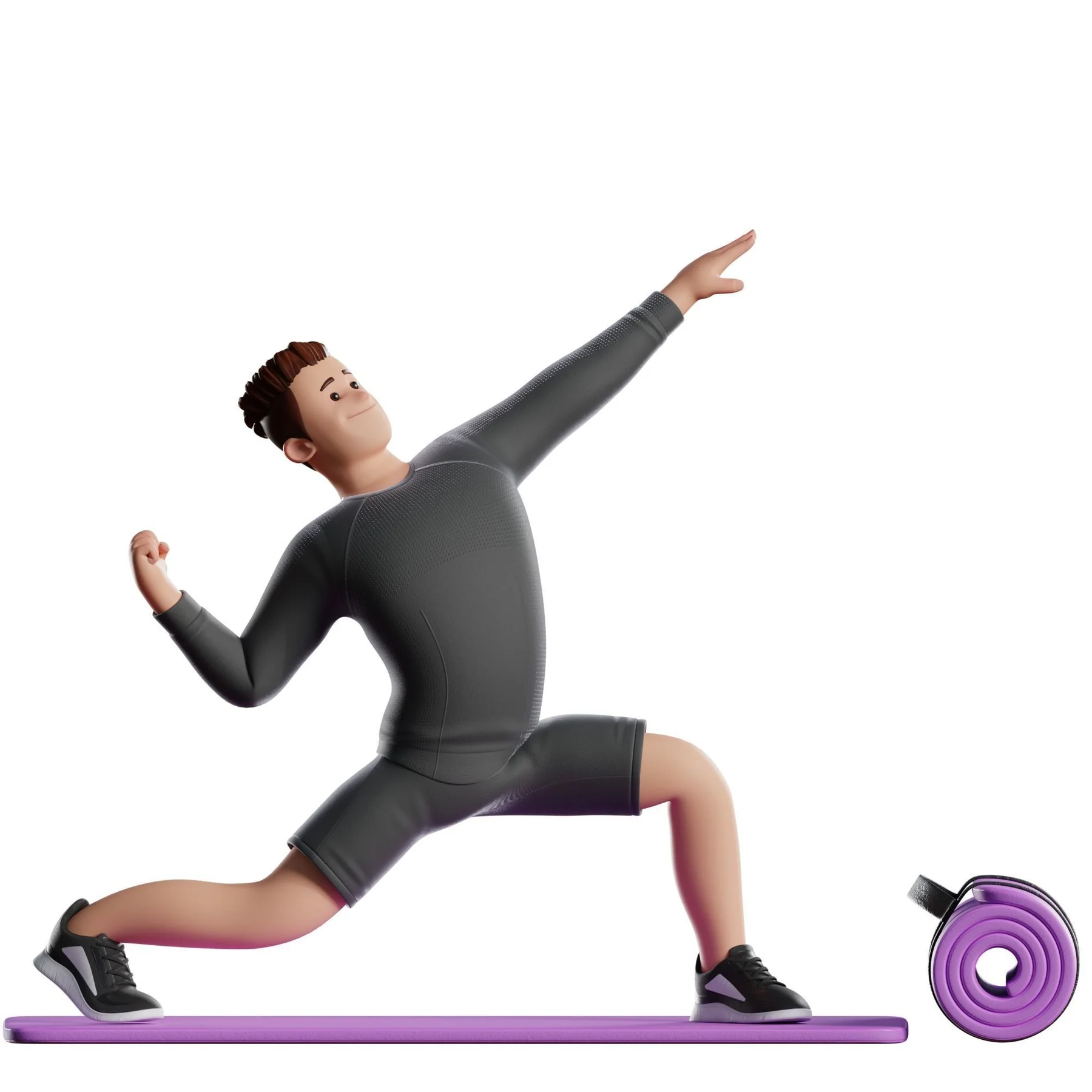 Fitness Man pose preview wide lunge with raised arm