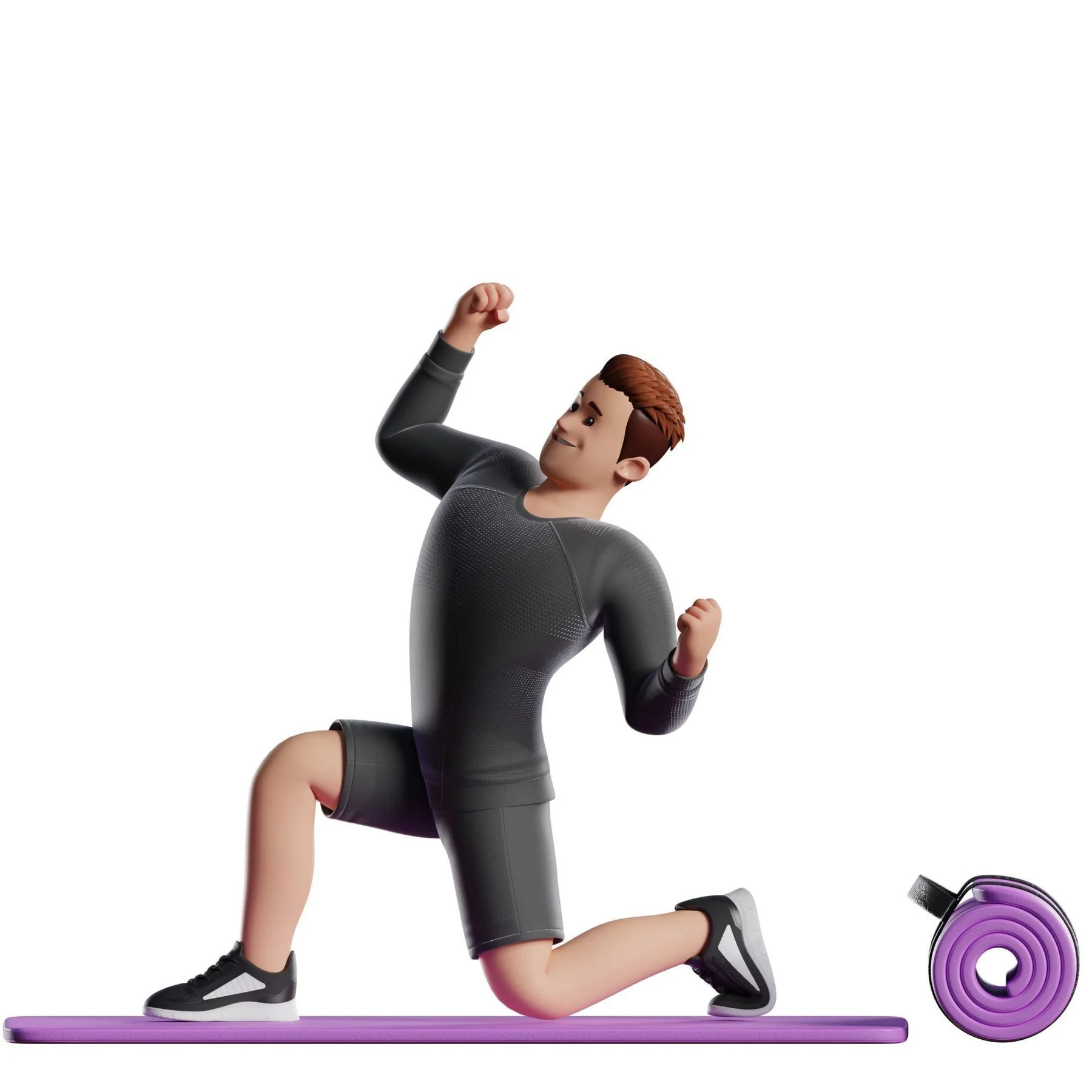 Fitness Man pose preview kneeling lunge with raised arm