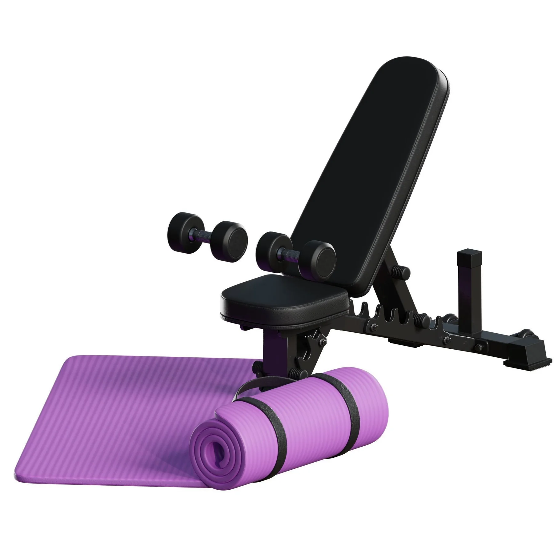 Fitness Man assets preview workout bench dumbbells and yoga mats