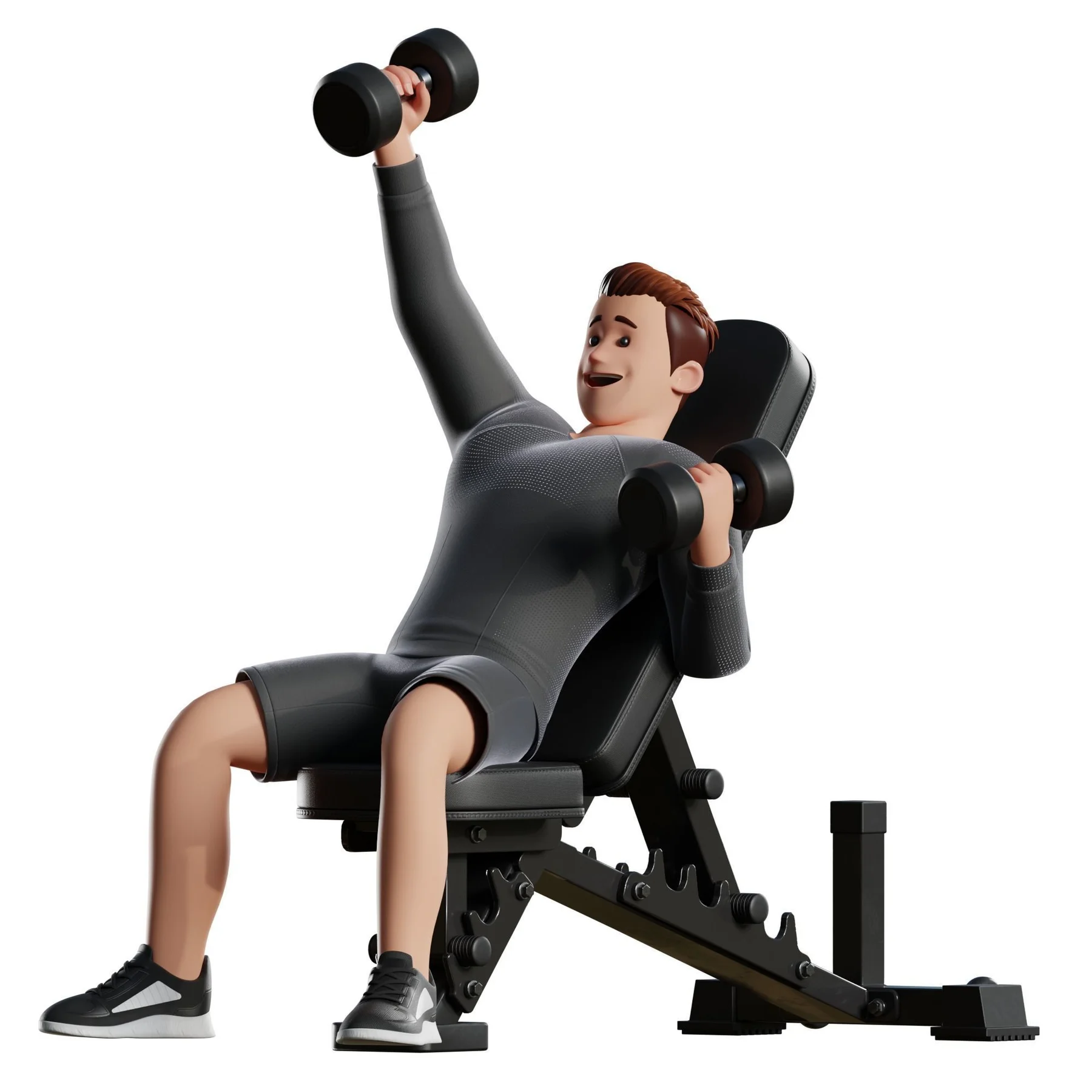 Fitness Man pose preview seated dumbbell press on incline bench