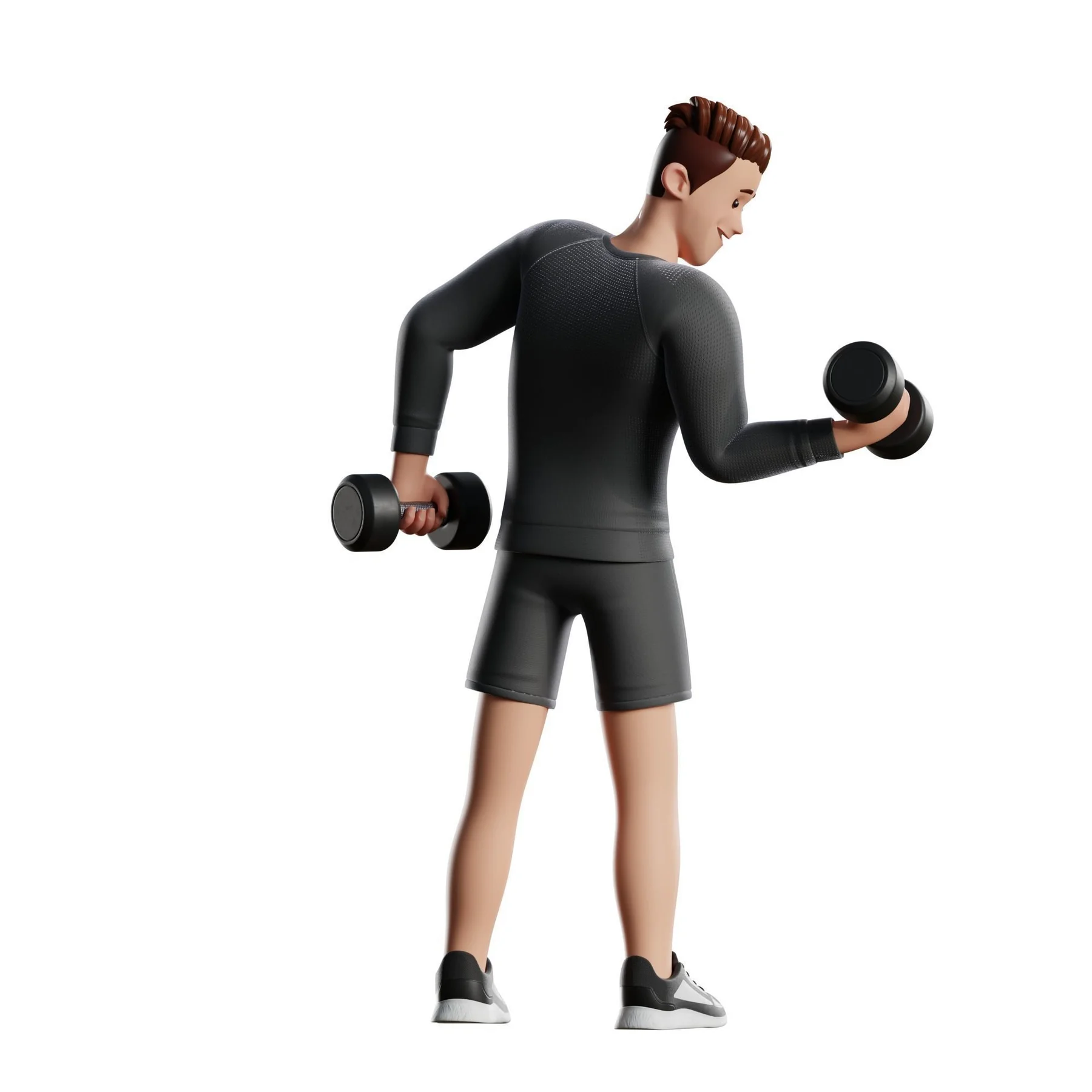 Fitness Man pose preview standing dumbbell biceps curl