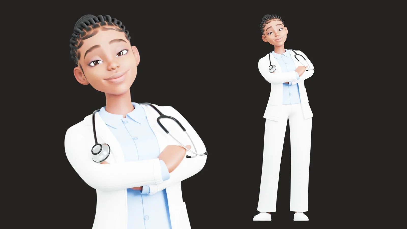 Black Female Doctor: pose preview doctor standing with crossed arms