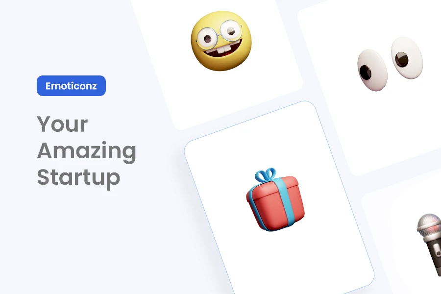 UI design with 3D emoji