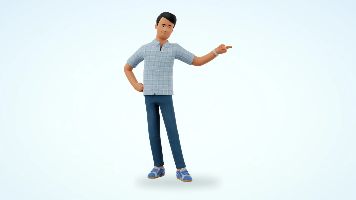 James Basic Casual Plaid full-body pointing pose