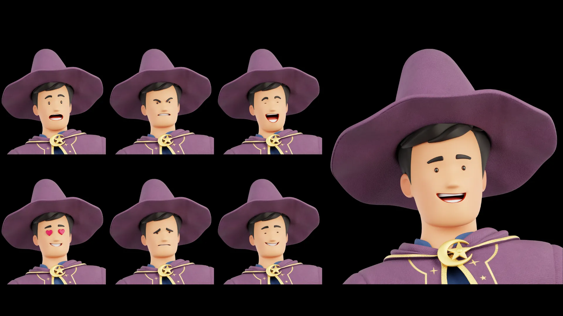 Cartoon Wizard facial expression panel 1