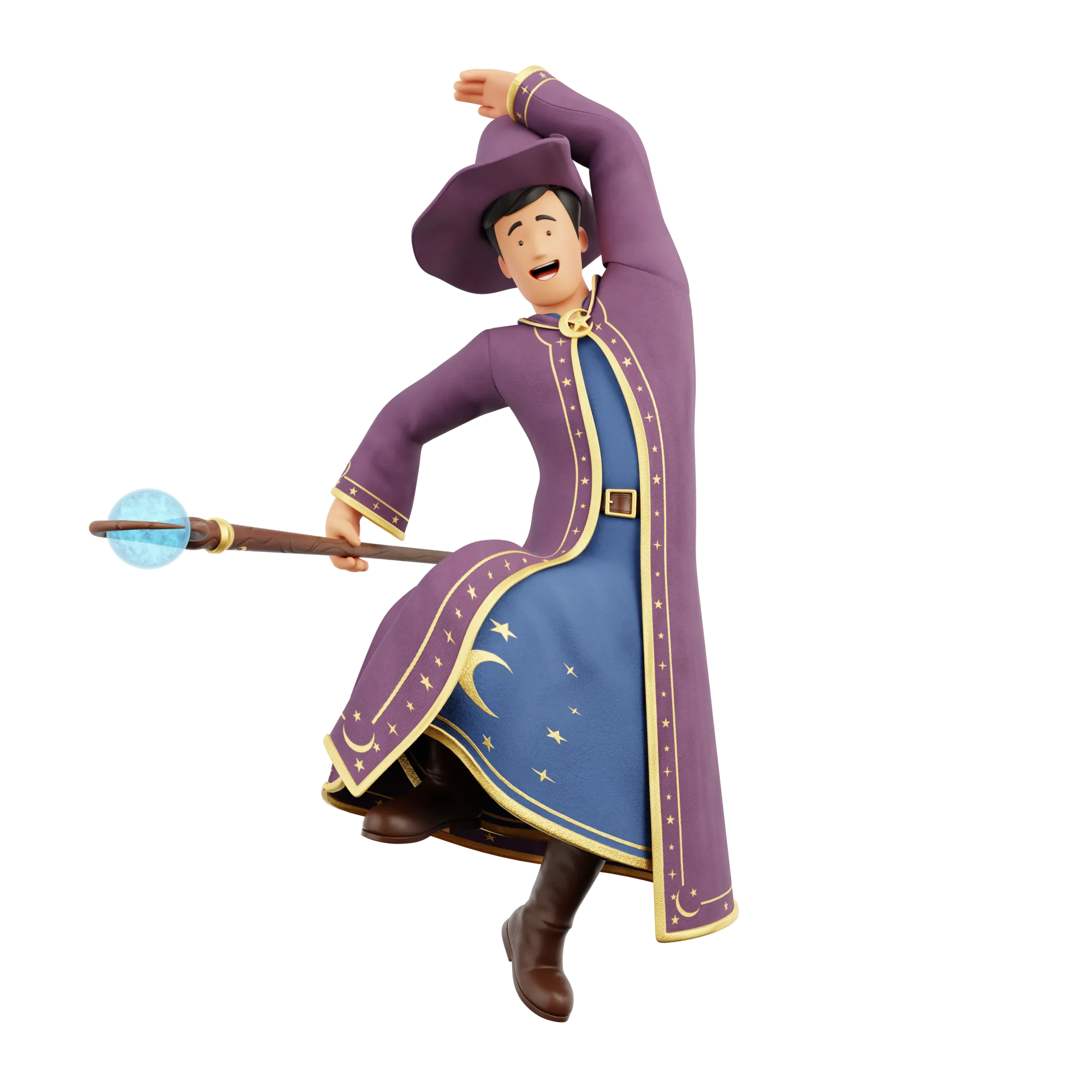 Cartoon Wizard pose 1 with staff