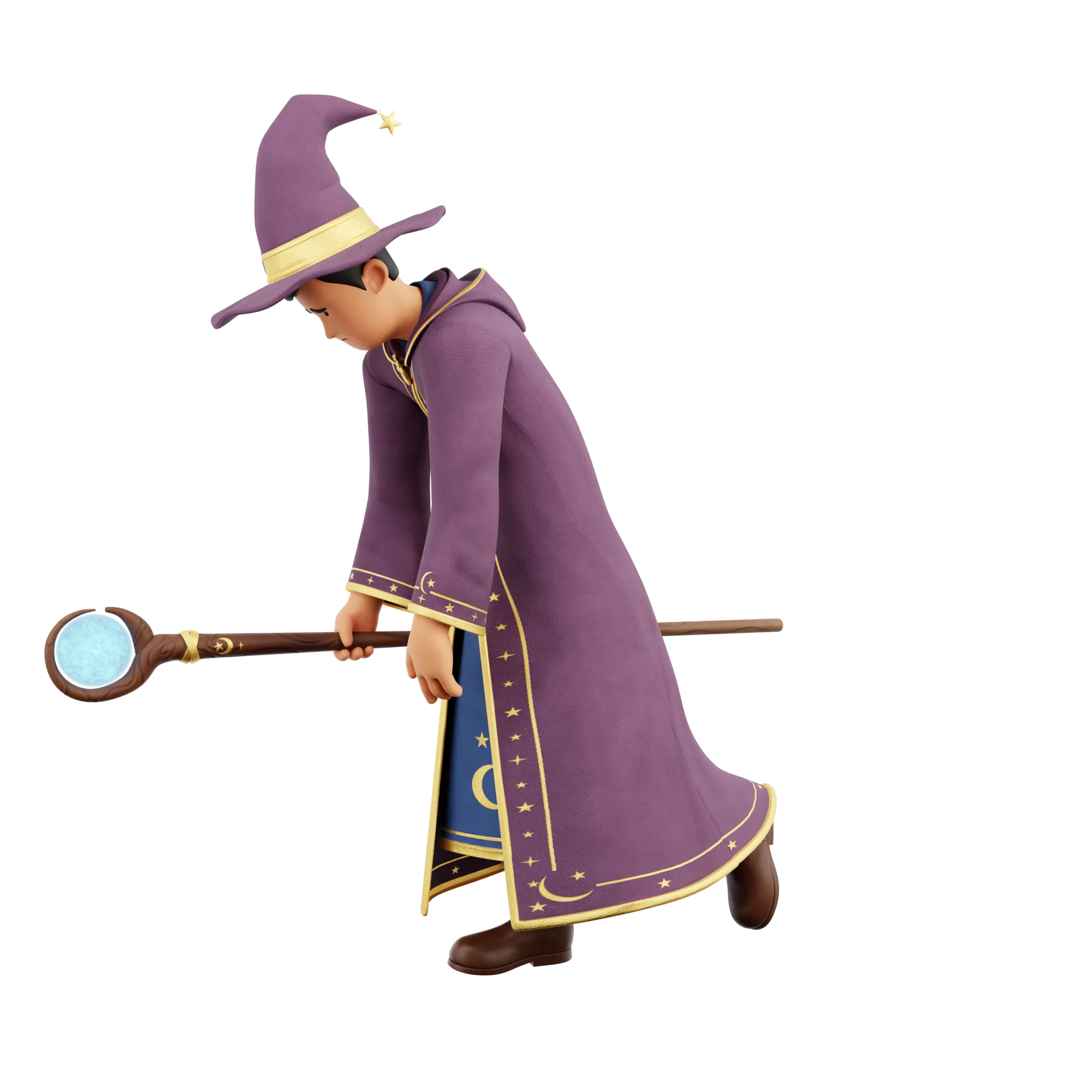 Cartoon Wizard pose 18 with staff