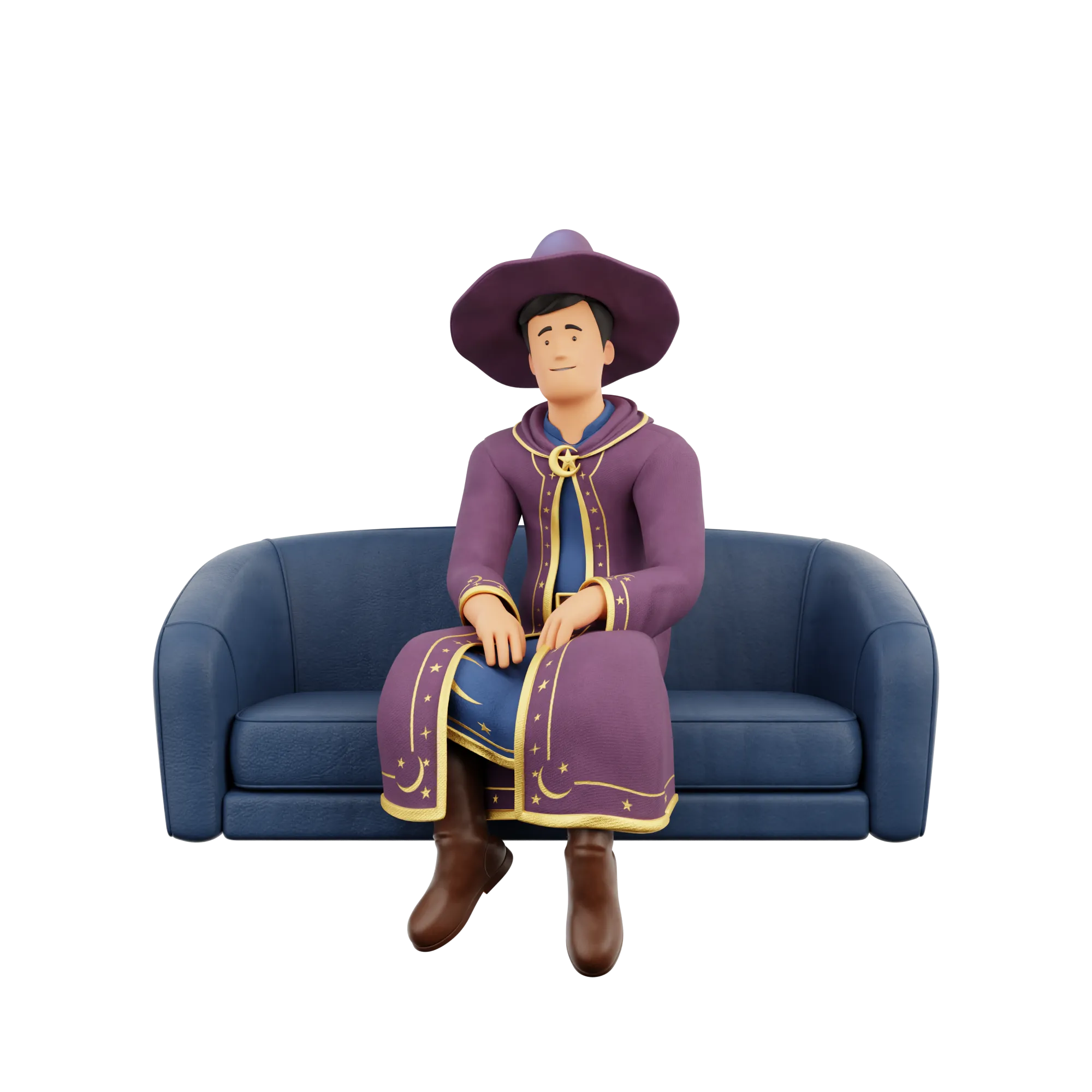 Cartoon Wizard seated couch pose 21